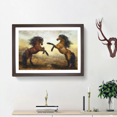 Two Wild Stallion Horses - Framed Print