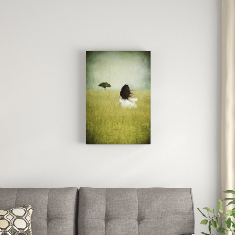 « fille on the field », reproduction d’impression sur toile tendue
