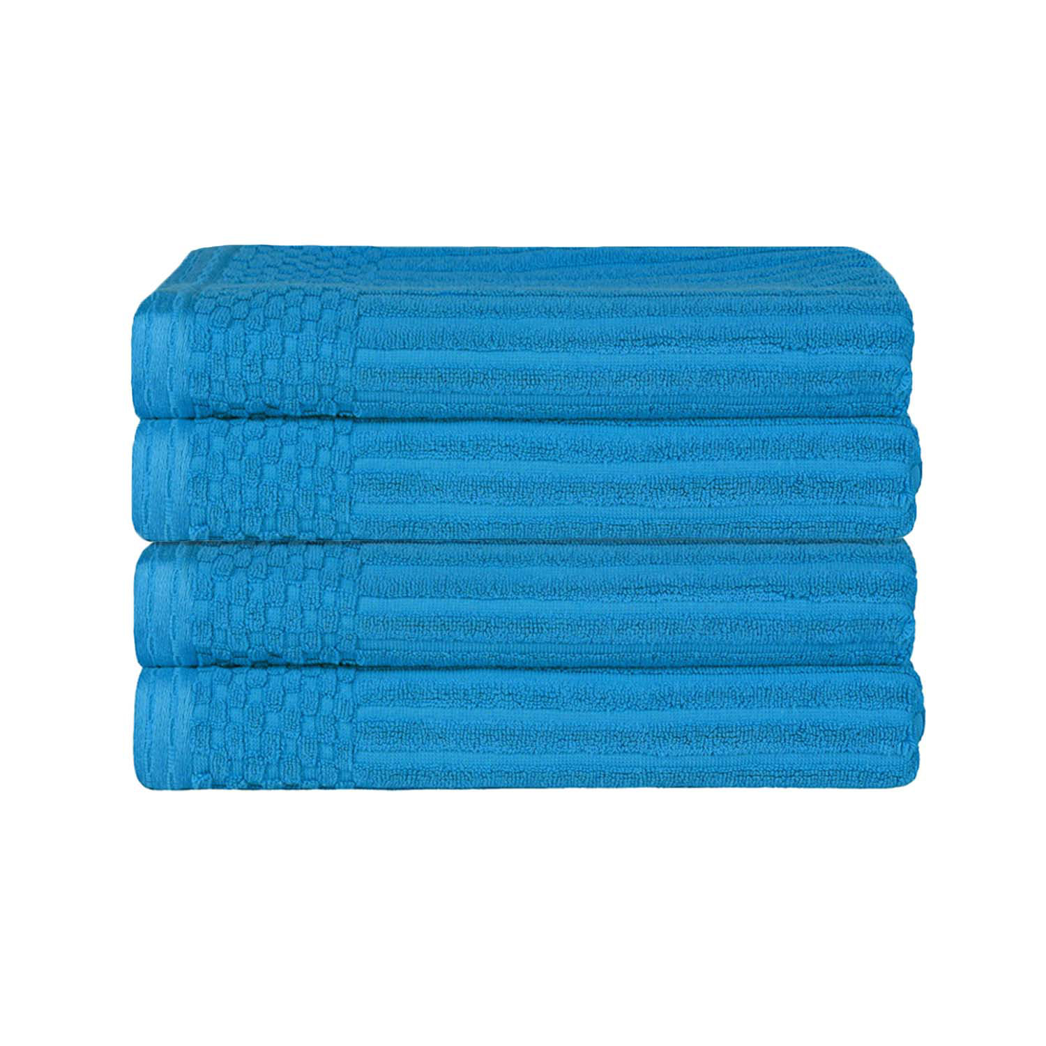 Ribbed Cotton Bath Towel, Azure