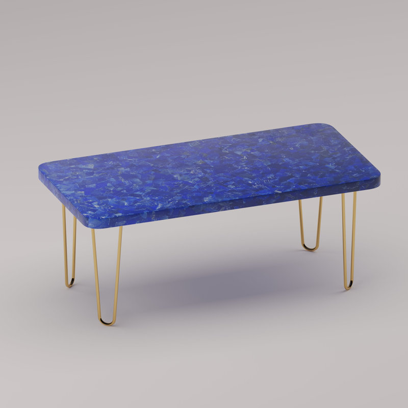 Table basse Admiranda, Bleu lapis lazuli, Doré