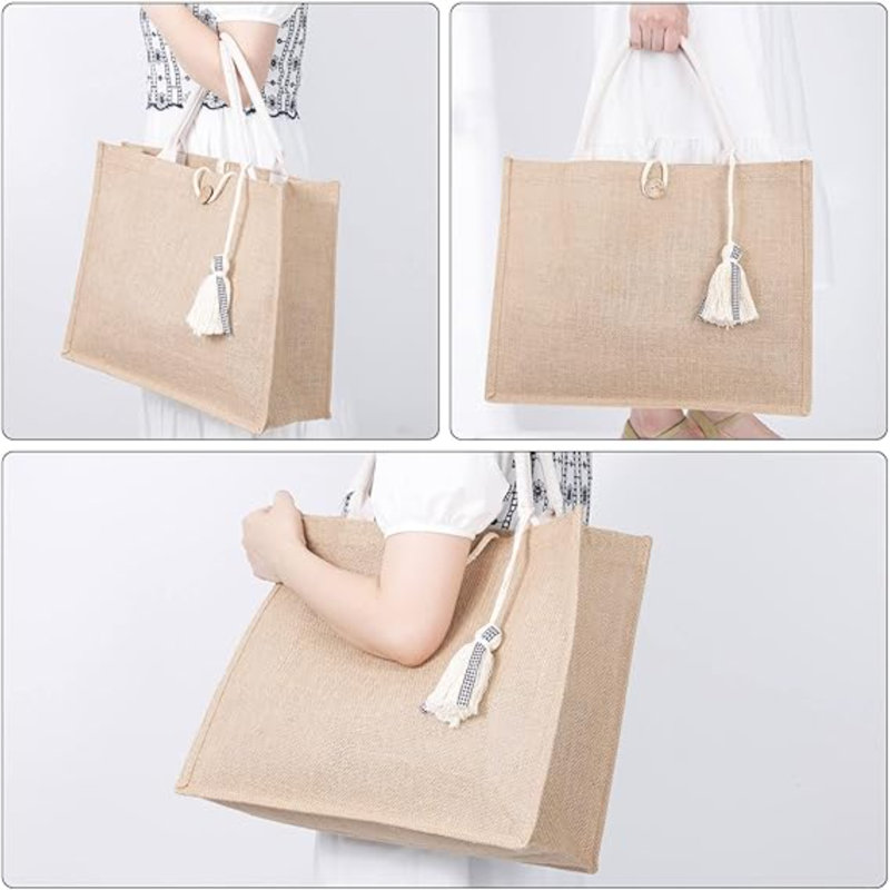 Sac de plage pour femme, sac fourre-tout de plage en paille avec doublure imperméable avec poignée à pampille, pour cadeau de piscine vacances d'été