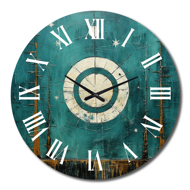 Horloge murale abstraite lune abstraite en métal bleu sarcelle, Grand