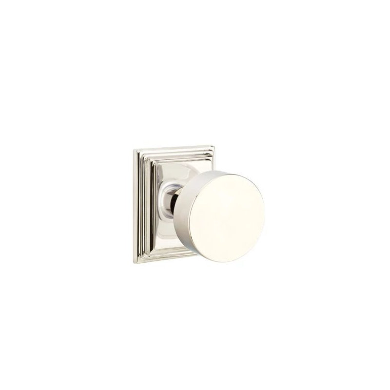Ensemble de mortaise intérieure Emtek Passage avec rosette Wilshire et bouton rond (droit)