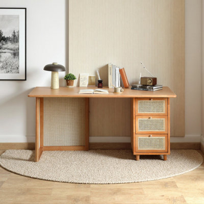 Modern Simple Rattan Solid Wood Desks by Bayou Breeze