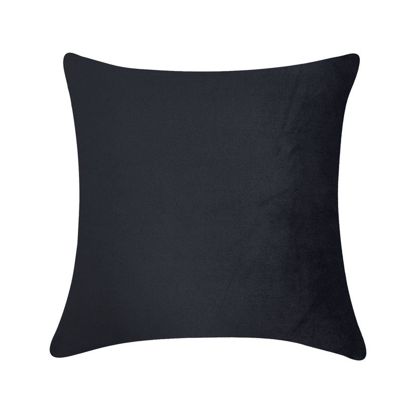 Coussin décoratif en velours uni, Noir, H 20 po x l 20 po