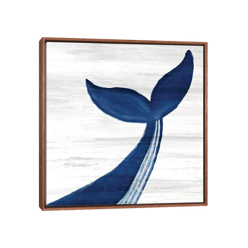 «Whale Tails II» par Ann Bailey - impression d'art graphique, Toile avec cadre en bois brun classique, Aucun mat