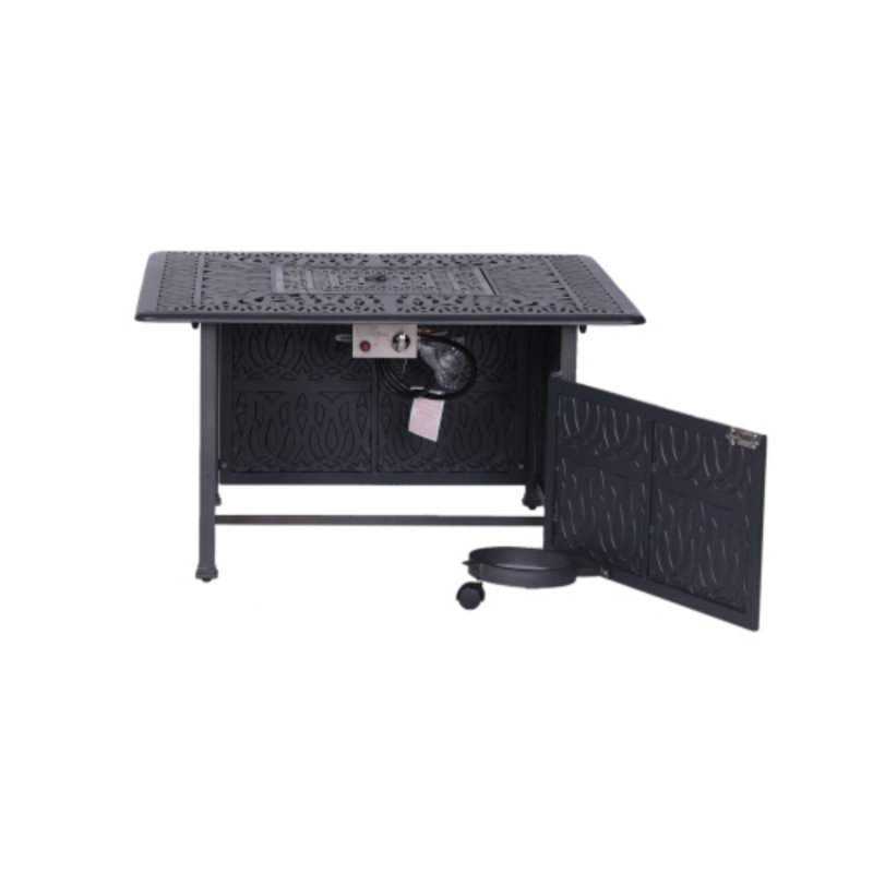 Table de foyer d'extérieur au propane en aluminium thermolaqué pour le jardin de la cour arrière