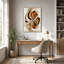 Tableau abstrait sur toile avec anneaux métalliques or et bronze tourbillonnants-1472038540