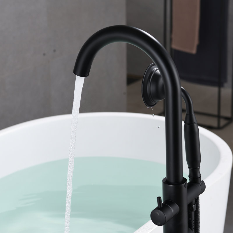 2 Handle Clawfoot Tub Faucet with Hand Shower and Diverter, Matte Black
