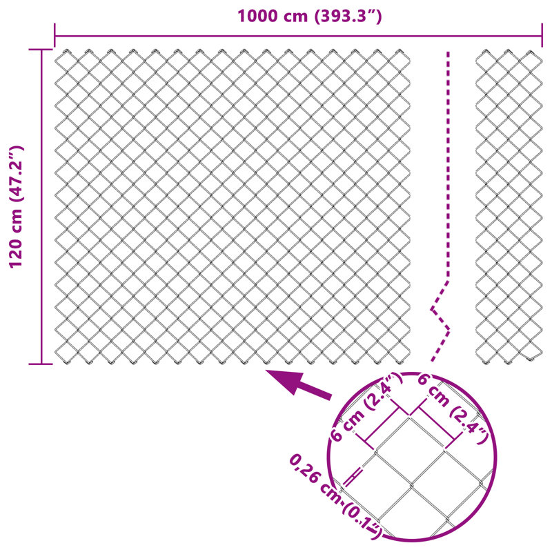 Vidaxl Chain Link Fence With 7 Posts Galvanised Steel, 120cm H x 1000cm W, Green