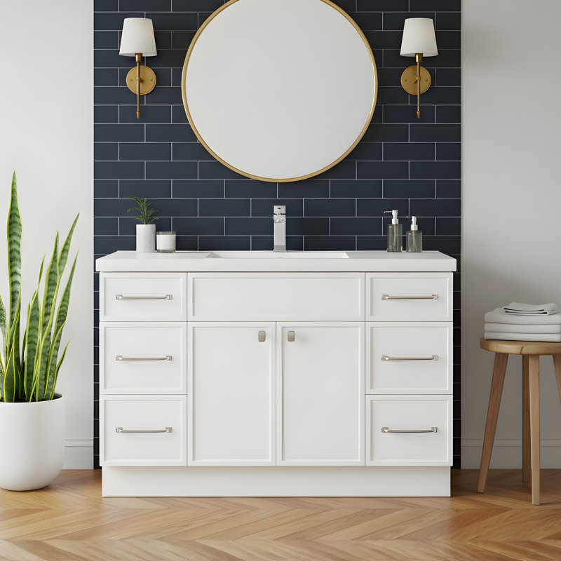 Ensemble de meuble-lavabo simple 48 po Manhattan, Blanc, Chrome chrome, 48"