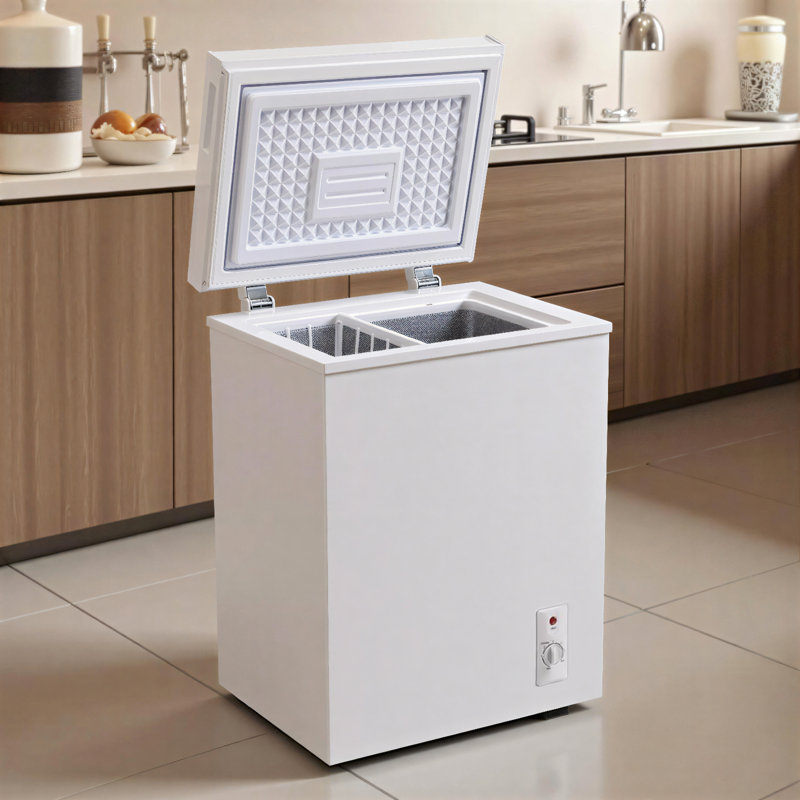 3.5 Cubic Feet Chest Freezer With Adjustable Temperature Controls With Hanging Baskets Electronic Control To -46°F Top Door Open Freezer Energy Saving Quiet Operation For Dorm, Garage