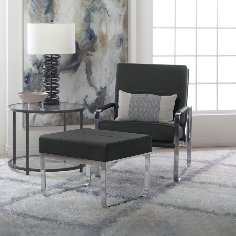 Abrham Faux Leather Armchair, Black Faux Leather