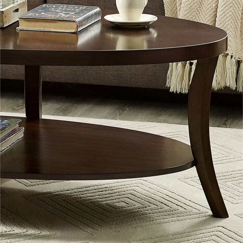 Perth Espresso Oval Coffee Table with Shelf