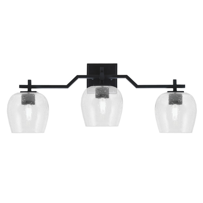 Bar pour salle de bain Headland illustré avec verre à bulles transparent de 6 po, H 10,5 po x l 26,75 po x P 6,5 po, Noir