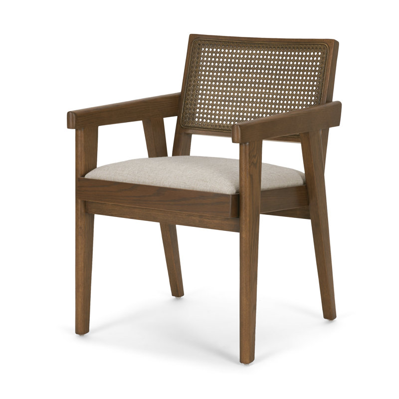 Chaise d'appoint de salle à manger en tissu crème et brun