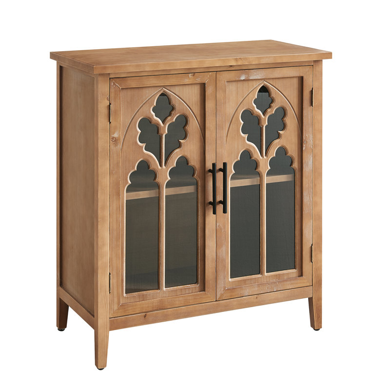 Farmhouse 34'' Tall 2 Door Accent Cabinet, Tan