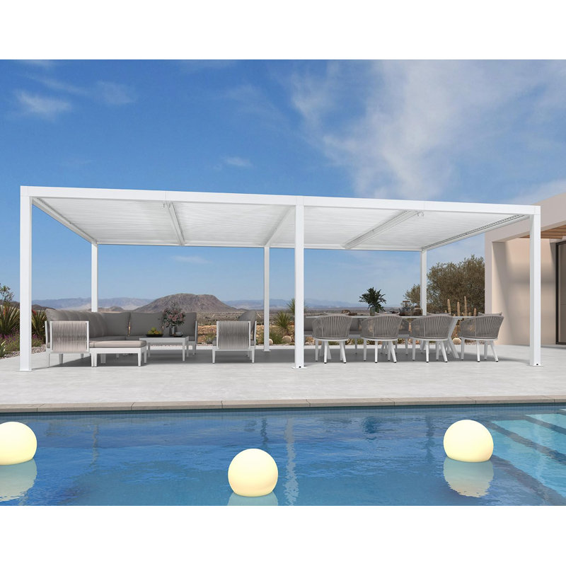 Pergola d'extérieur en aluminium blanc 14 'x 24'