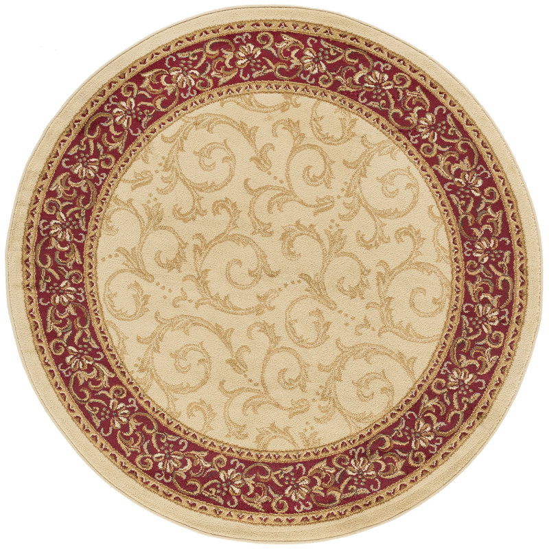 Lapoint Transitional Beige Area Rug, Round 5'3"
