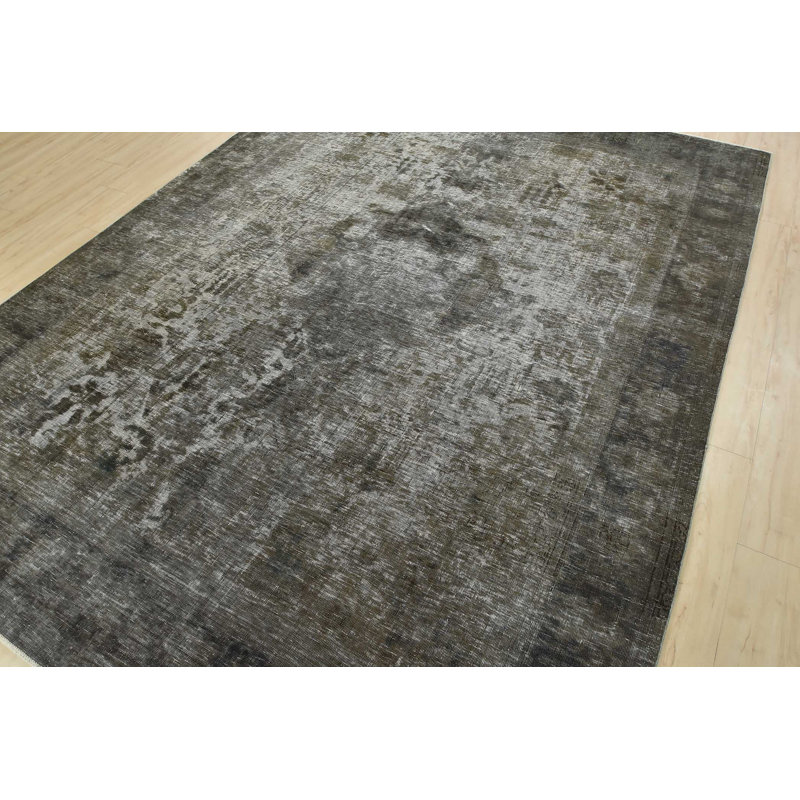 Tapis gris unique en laine des années 70 7 pi 10 po x 10 pi 1 po Mudgett