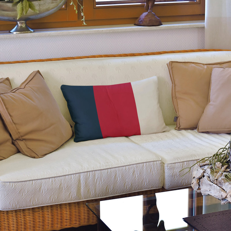 Housse de coussin lombaire Atlanta, New England, Rouge / Bleu / Gris