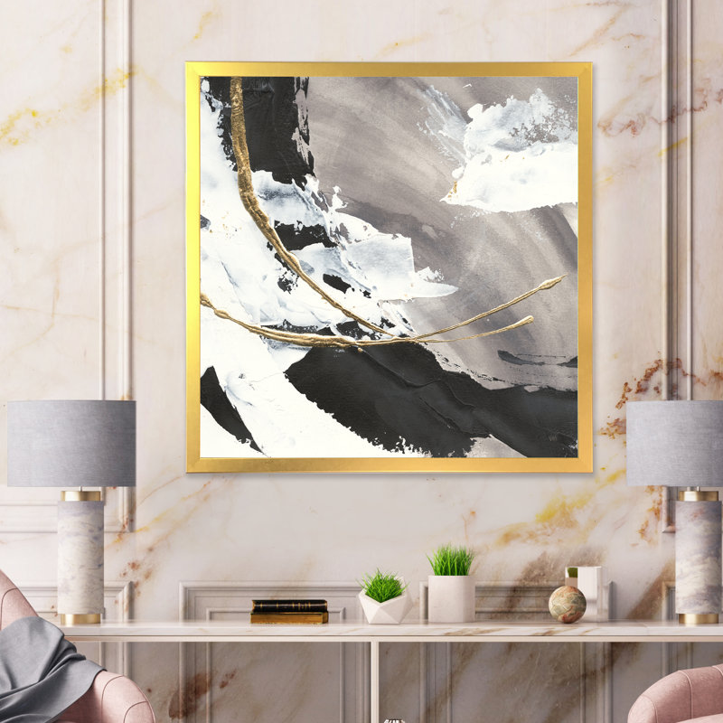 Glam Painted Arcs II - reproduction d'art sur toile encadrée, H 30 po x l 30 po x P 1 po, Cadre doré