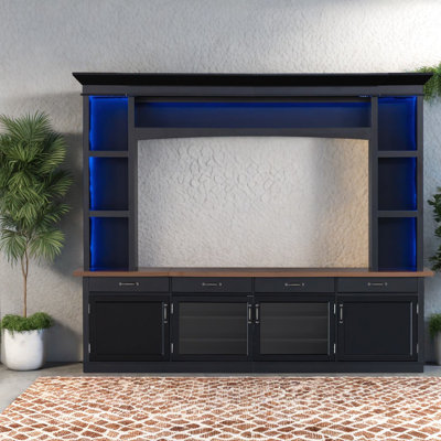 Large MDF TV Stands  Entertainment Centers with Storage, Farmhouse LED Home