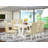 7-piece dining set consists of a cement kitchen table and 6 Light Beige linen fabric upholstered chairs with button tufted back - Wire Brushed Linen White-383380977-383380991-383380988