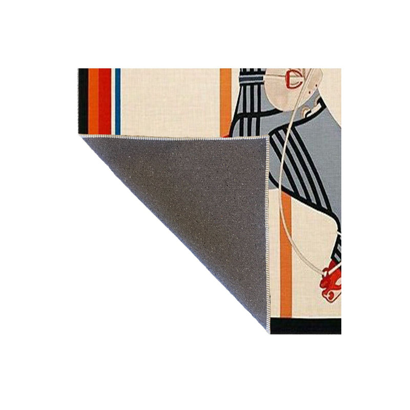 Tapis bleu lavable à motif animalier, Carré 3 pi 3 po