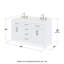 Meuble-lavabo double de 60 po Beckett en blanc, comptoir en marbre de culture de Carrare, lavabos carrés encastrés (3 trous), garniture en nickel brossé-128066564-128066577