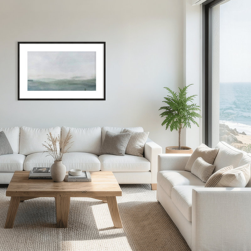 Coastal Retreat Cerulean Serenity, 16" H x 24" W x 1.125" D, Framed Matted Print, Black