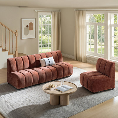 Canapé capitonné en chenille 4 pièces 112 po Hawkinge