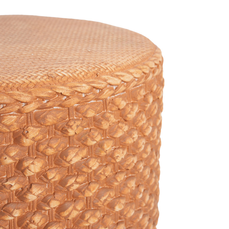 Table circulaire rustique-contemporaine en rotin - Boho brun / décor bord de mer rétro et résistant aux intempéries