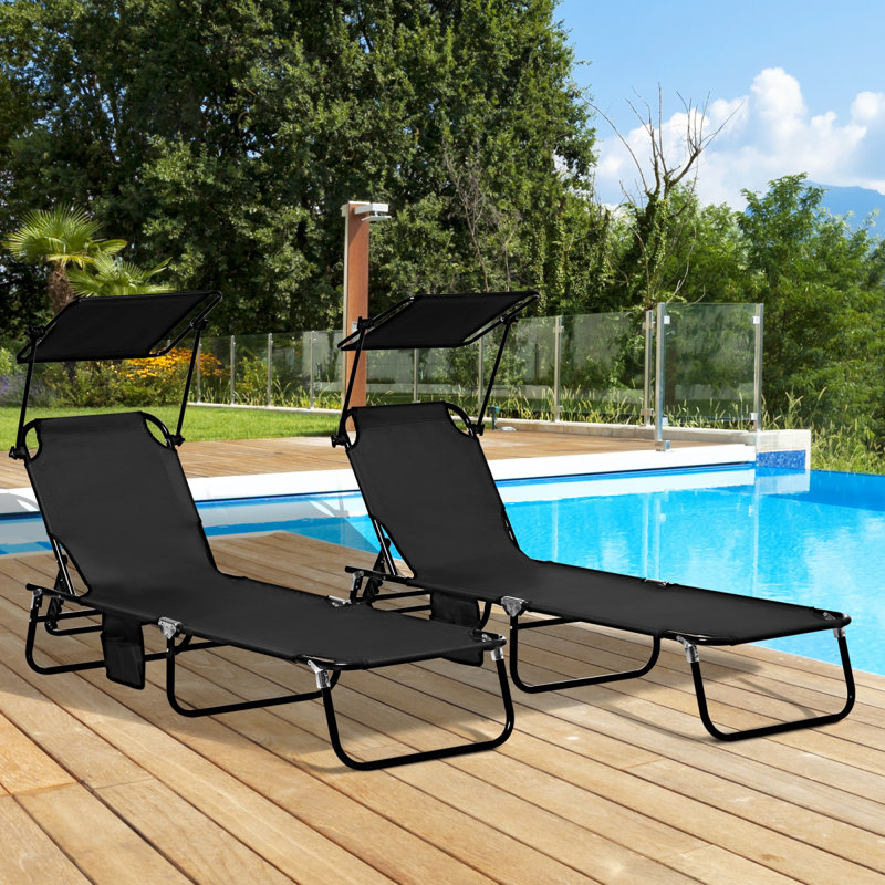 Chaises longues inclinables réglables, Noir