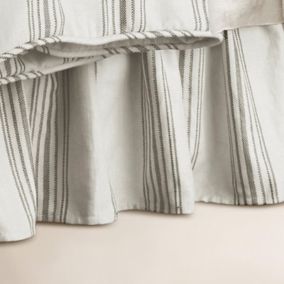 Rebekah Ruffled Ticking Stripe Pattern Classic Chic Casual Farmhouse Bed Skirt