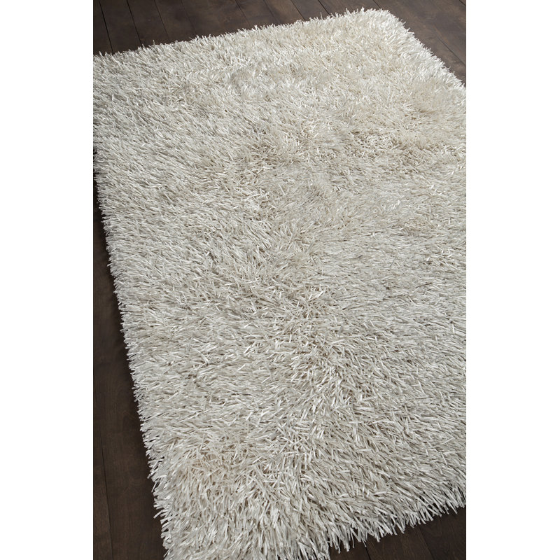 Hand Loomed Modern Area Rug in White, Rectangle 5' x 7'6"
