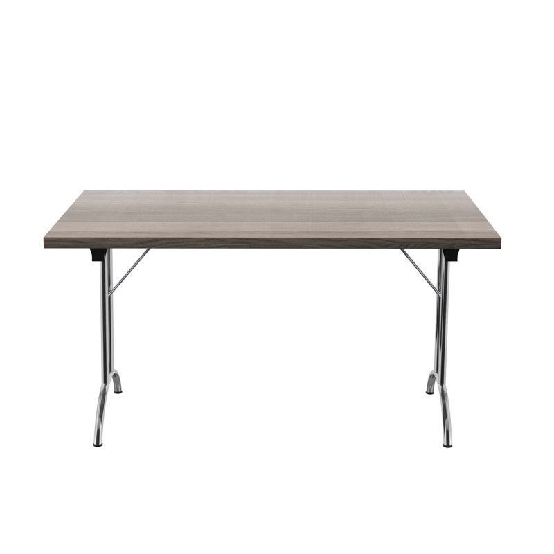 Buariki Rectangle Modular Training Table, Grey Oak, 72.5cm H x 140cm W x 80cm D, Silver