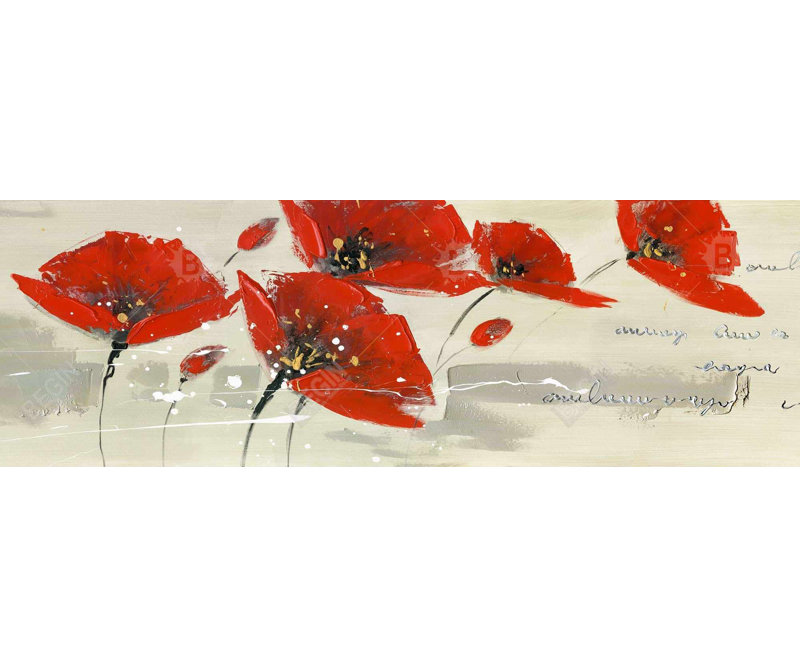 Fleurs abstraites rouges dans le vent | Art mural sur toile encadrée