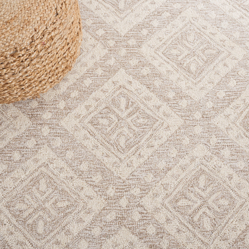 Tapis géométrique en laine et en coton touffeté à la main Vedika, Rectangle 9 pi x 12 pi