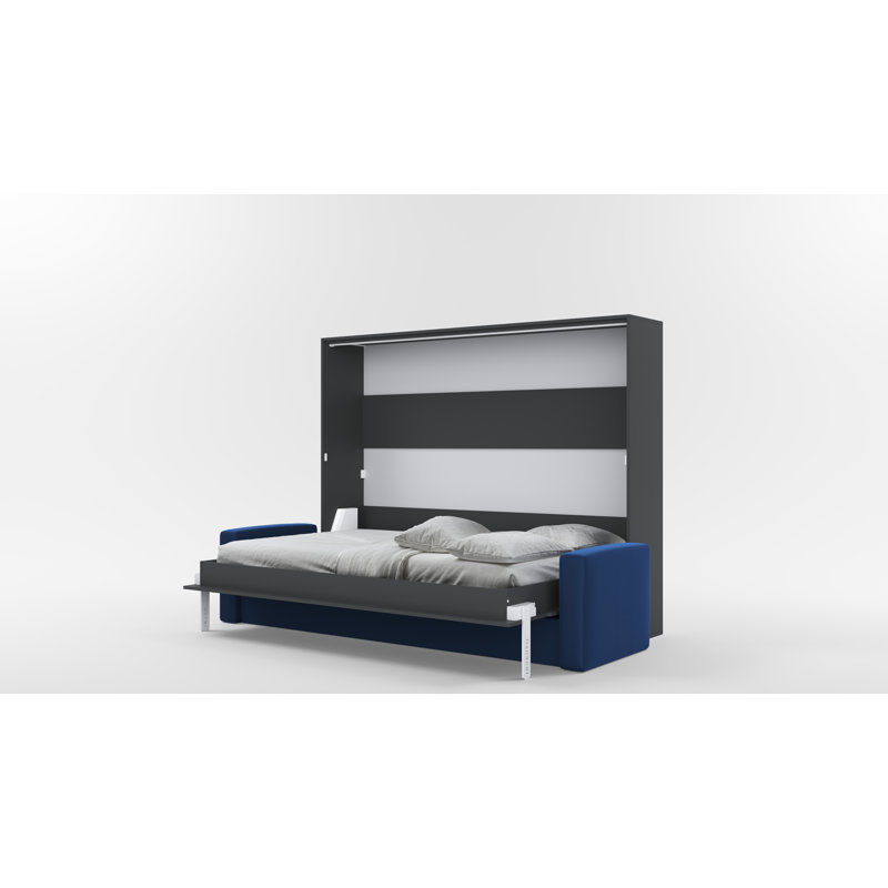 Neidelin Upholstered Bed, Grey/Navy