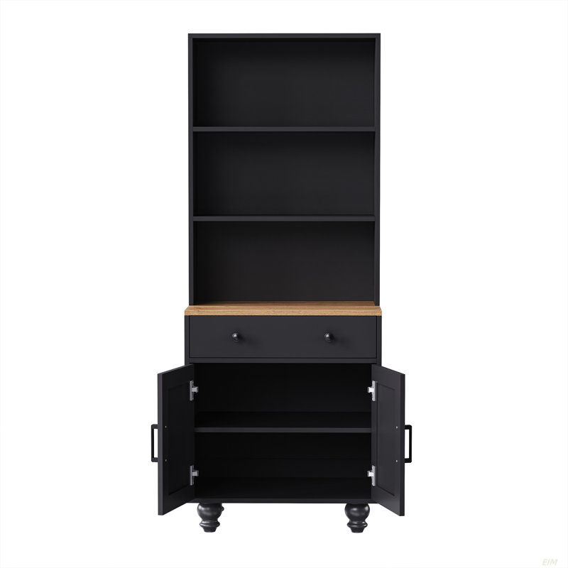 Armoire de rangement Farmhouse avec tablettes réglables, Noyer foncé