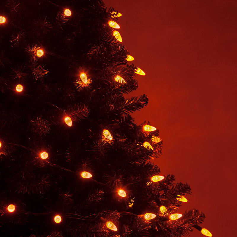 70 Light C6 LED Christmas String Lights, Orange