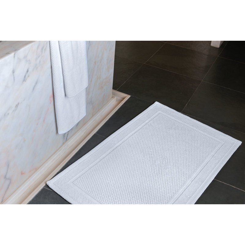 Bee Waffle Bath Rug, 20" W x 31" L, White