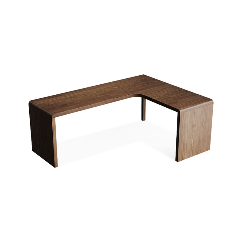 Walnut L-Shaped Solid Wood desk, Right Hand Facing, 29.53" H x 86.61" W x 55.12" D