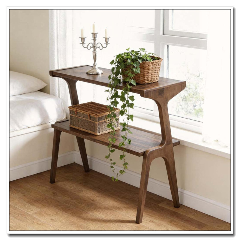 Table de rangement, table de bout compacte, table d'appoint en bois, Brun rustique