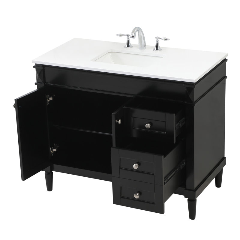 Readington 42'' Single Bathroom Vanity with Engineered Marble Top, Black