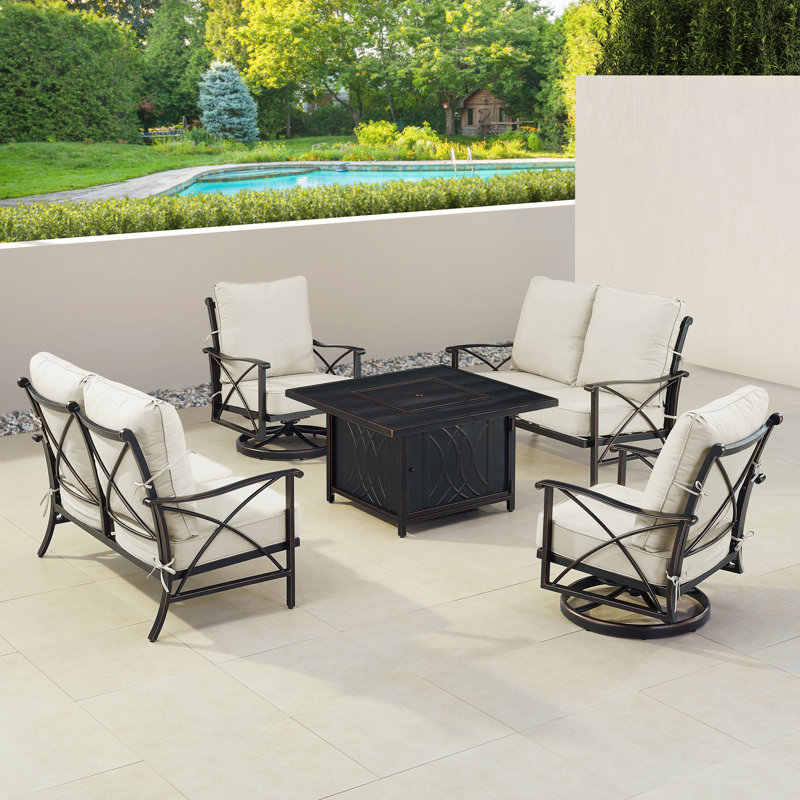 Omeshia 6 - Person Patio Conversation Set with Cushions