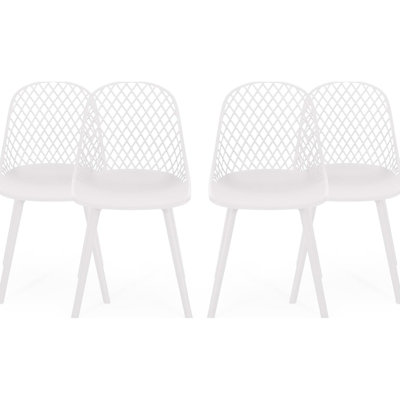 Chaise blanche 4 places en polypropylène Lily