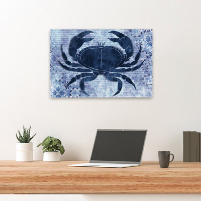 Crabe côtier - Illustration de crabe bleu côtier, art marin côtier, impression de coquillage