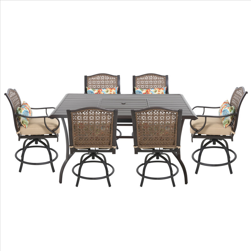 Pavillion 6 - Person Patio Dining Set with Rectangular Table , Cushions Included